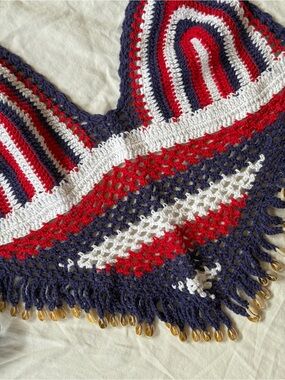Handmade Crochet Bralette Top in Red, White & Blue
